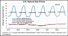U.S. Natural Gas Prices Seen Flirting with $3 in February on LNG Strength, Storage Drawdown